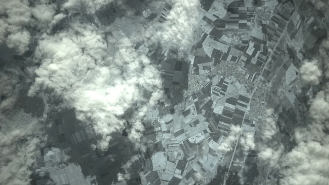 Near-infrared imagery highlighting road networks and infrastructure for mapping, disaster response, and development planning